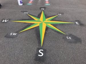Playground Southhall London - Thermoplastic - Painting Portsmouth Hampshire Surrey Sussex - Polymeric Colour Coatings Sports Halls Playgrounds