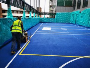 Parkmarks Southern Line Painting Hampshire Surrey Sussex Car Parks Polymeric Colour Coatings Sports Halls Playgrounds