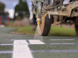 Scooter Track Easebourne PC - Water Based Acrylic Paint Marking - Portsmouth Hampshire Surrey Sussex - Polymeric Colour Coatings Sports Halls